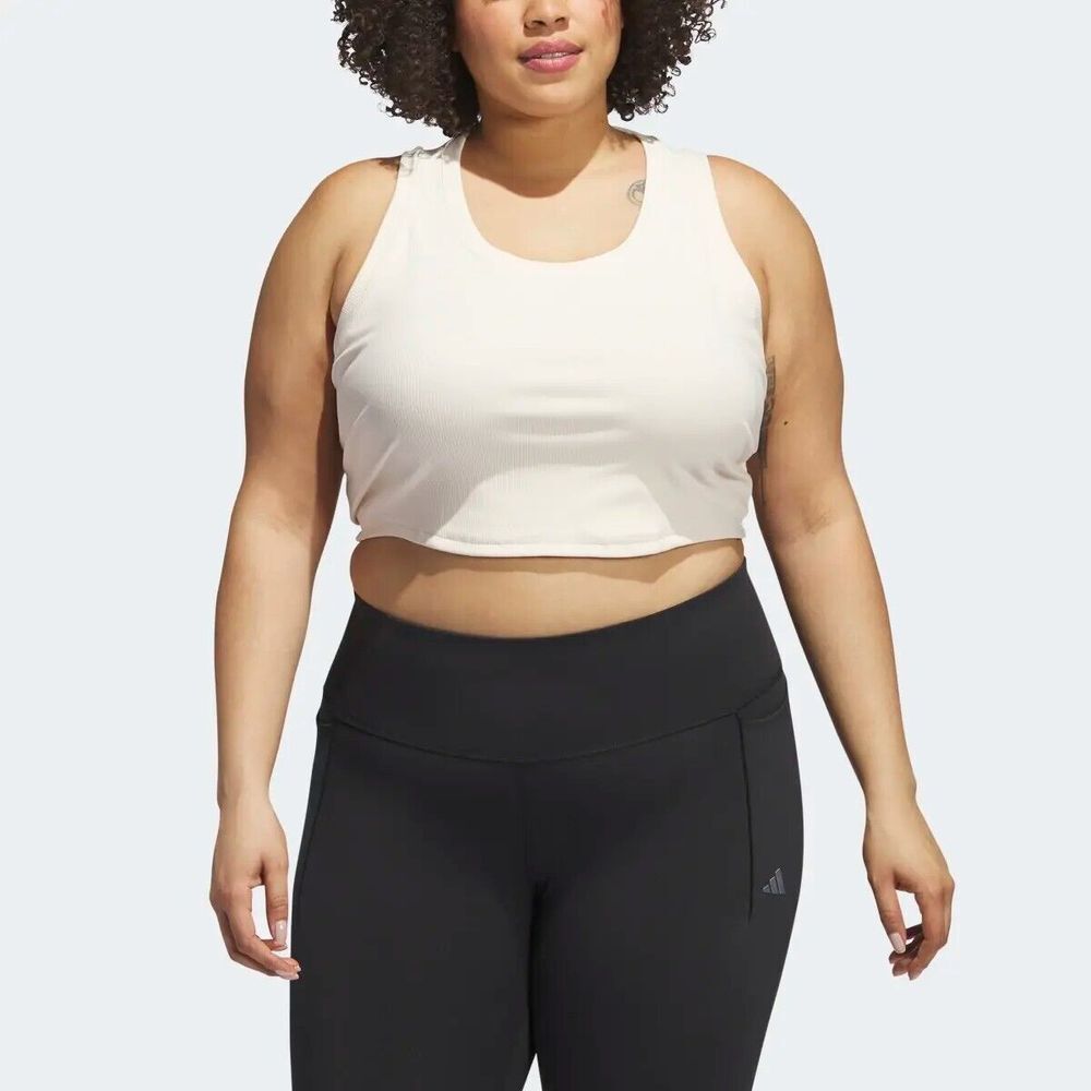ADIDAS X 11 Honoré Tank Top Plus Size 1X Nude Crop Ribbed HY5638 NWT $100